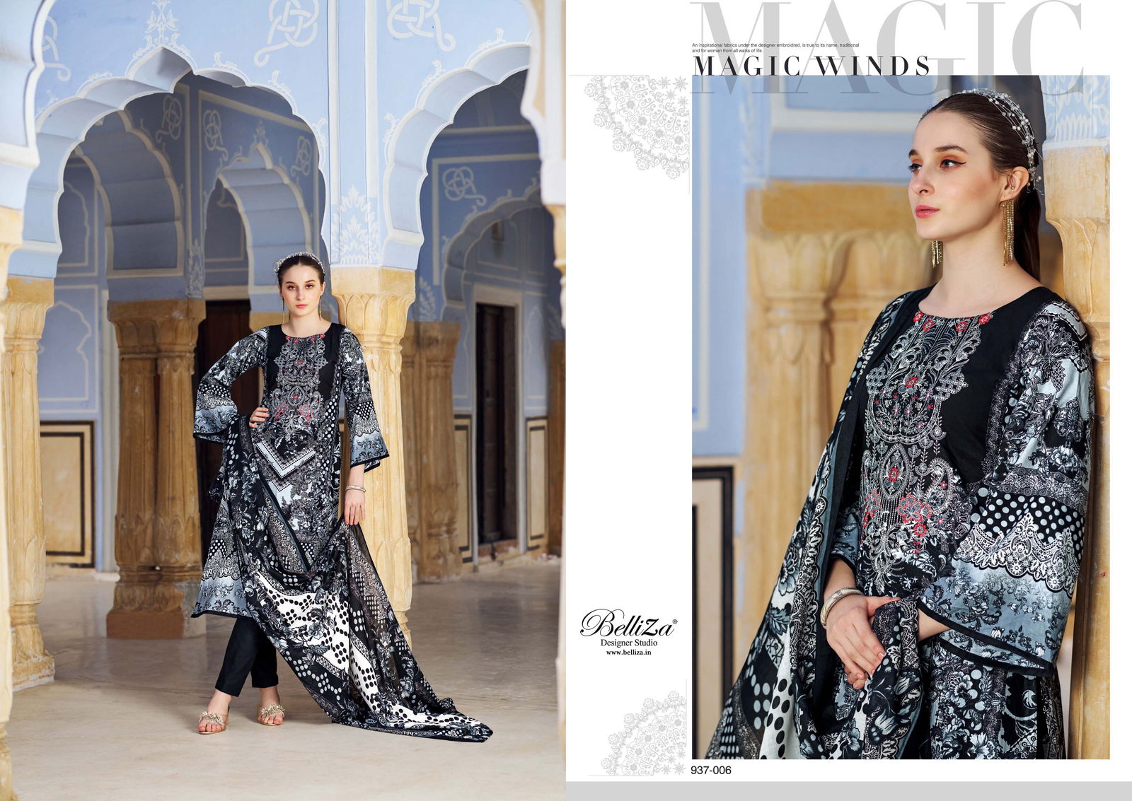 Naira Black And White Edition 3 By Belliza Cotton Dress Material Wholesale Shop In Surat
